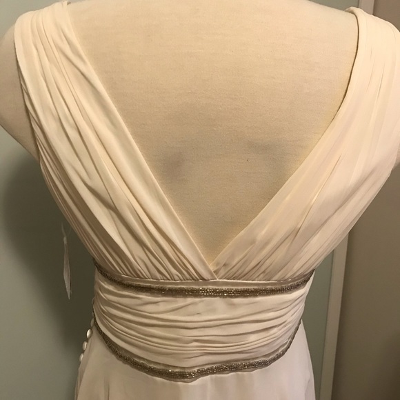 🔥NWT Donna Morgan Cream Chiffon & Beaded Dress - Picture 5 of 7
